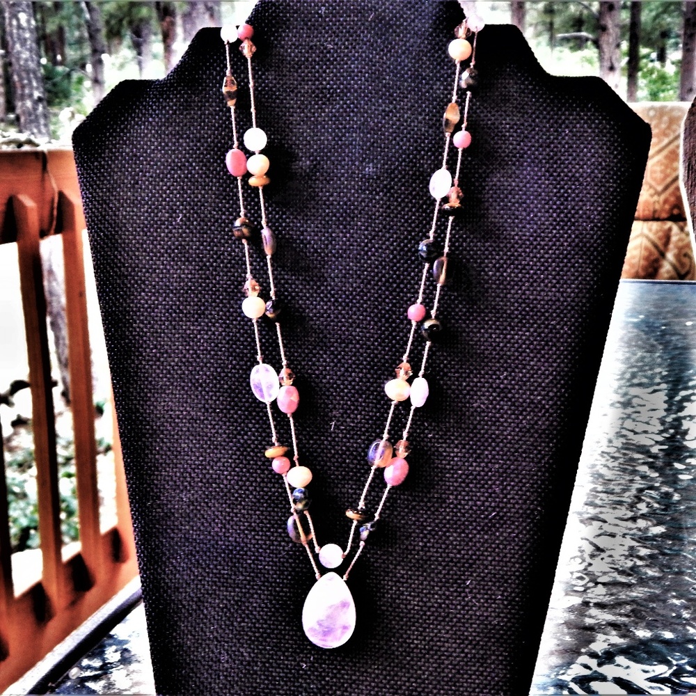 BoHo Quartz + Semi~Precious Beads Necklace